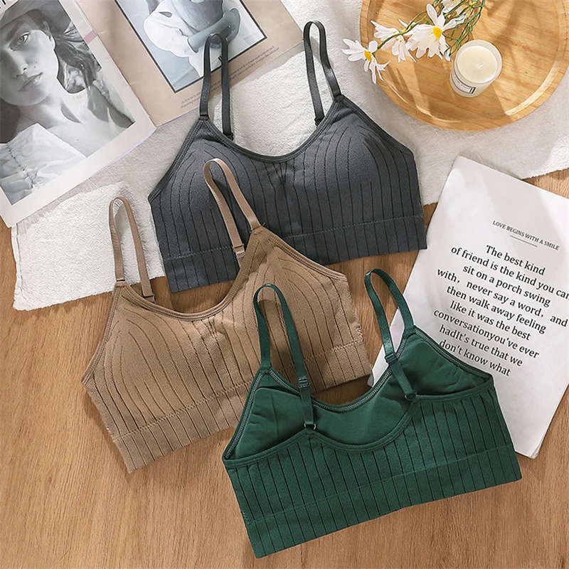 

Seamless PUsh Up Bra Women Striped Bralette Top Lingerie Female Underwear Tube Top New Solid Color Comfortable Breathable Bras