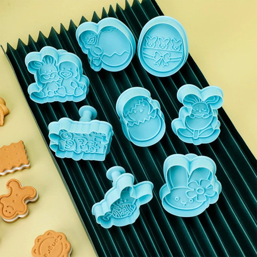 

4Pcs Easter Cookie Cutter Mold Easter Eggs Rabbit Chick Biscuit Fondant Mould For Home Easter Party Cake Decor DIY Baking Tool