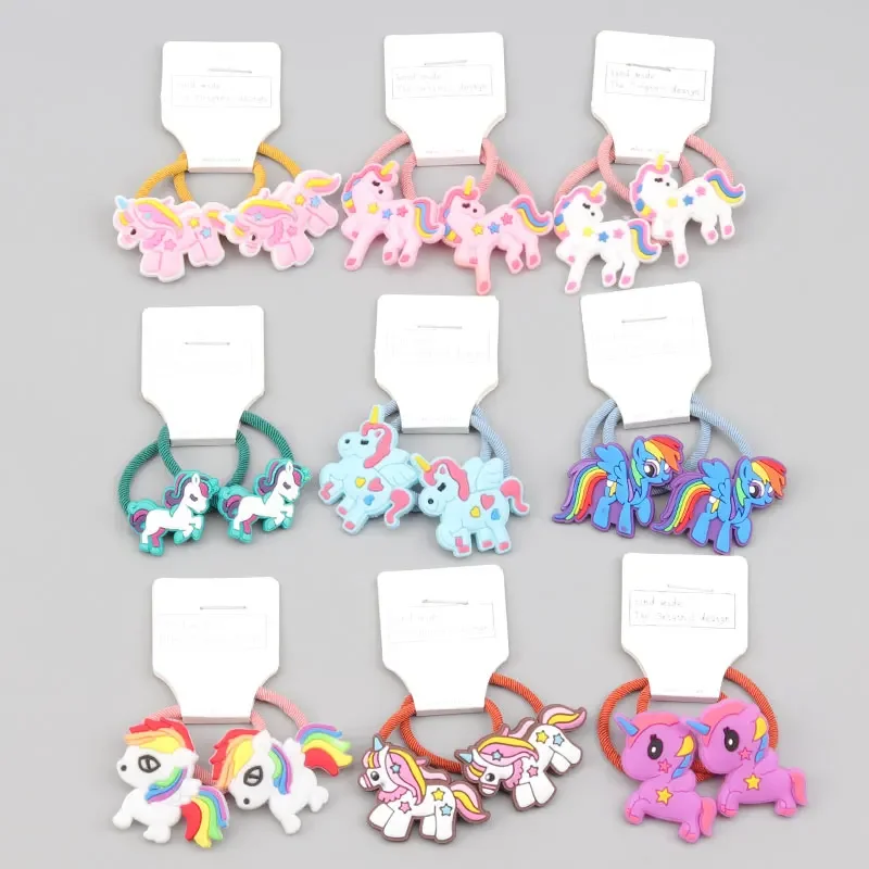 

Hair Ring Unicorn Head Rope Pegasus Cute Animal Children's Rubber Band Hair Accessories Little Girl Elastic Hair Rope Gift