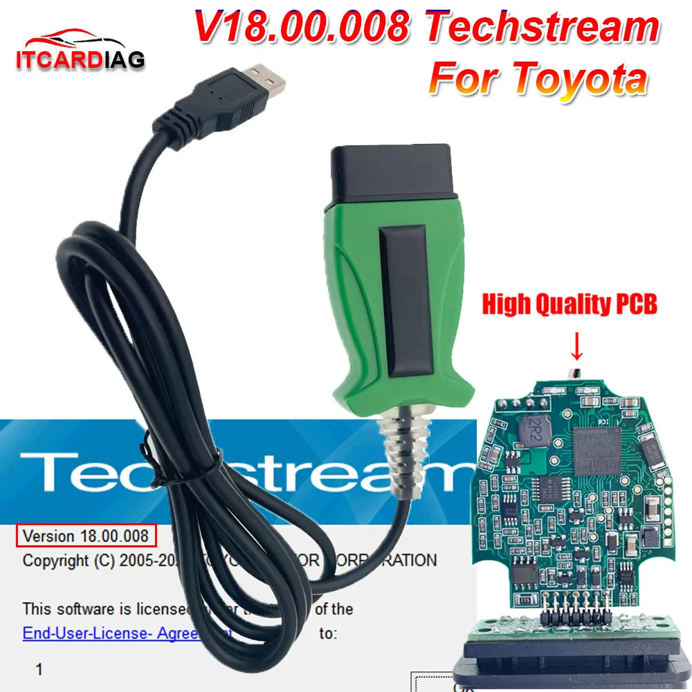 Кабель диагностический J2534 для TOYOTA 2 DLC3 18.00.008 Techstream OBD2, до 2023 года