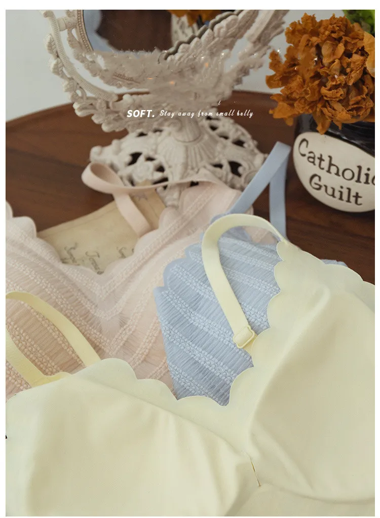 Ladies French Wave Seamless Lingerie, Wireless Bra, Girls Bra Beautiful Back Detachable High-end Bra, New Hot Sale