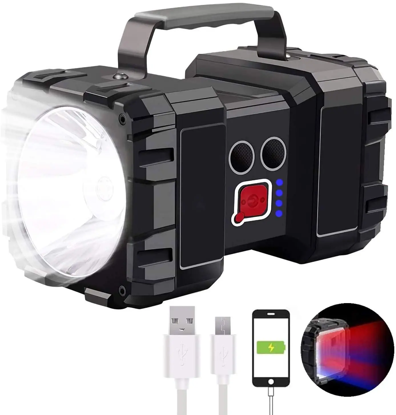 

Rechargeable Spotlight Flashlight, 20h Ultra-Long Standby, 3+4 Light Modes Tactical LED Handheld Flashlight Waterproof