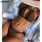INGAGA бикини на бретелях сексуальные женский купальник 2022 новый купальник женский бикини с завязкой на талии летний однотонный купальный костюм с вырезами пляжная одежда