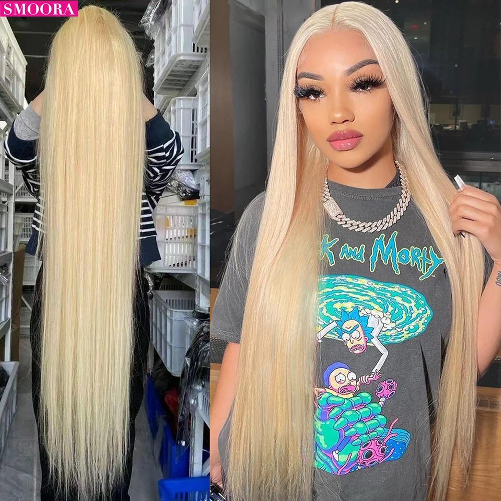 

42" 613 Lace Frontal Wig 13x4 Honey Blonde Color Remy Brazilian Straight Lace Front Human Hair Wig Glueless Lace Wig For Women