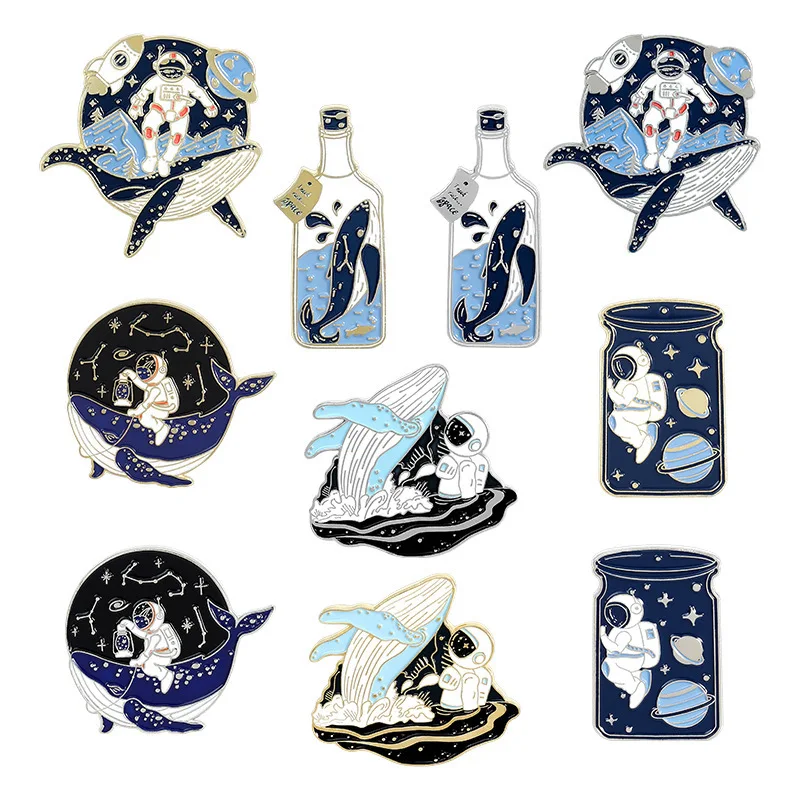 

Drift Bottle Pins Planet Pins Cartoon Whale Pins Astronaut Pins Accessories Backpack Alloy Brooch Enamel Lapel Pins Wholesalees