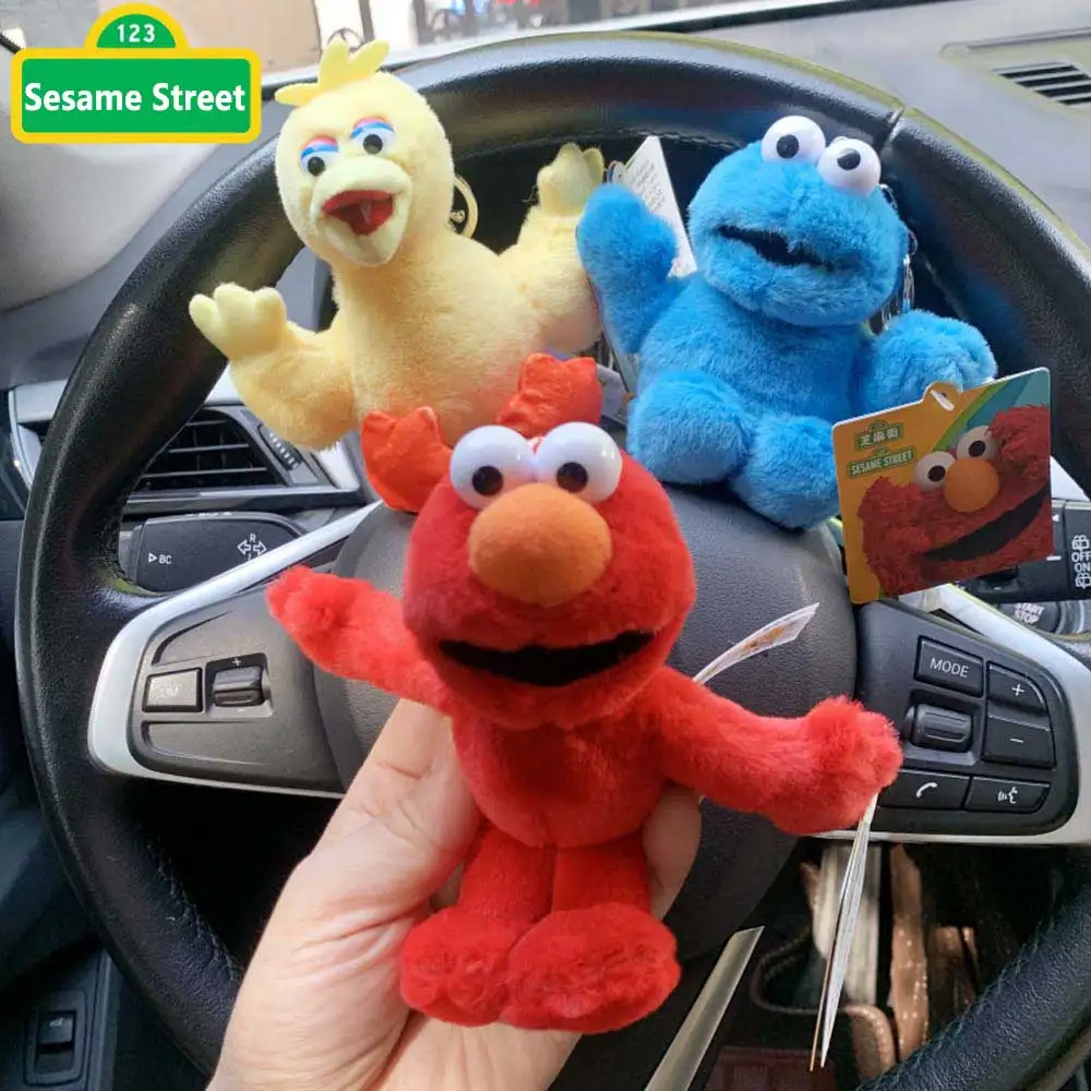 kawaii Sesame Street Plush keychain Soft Keychain Stuffed Animal Backpack Keyring Elmo Cookie Monster Big Bird Ernie Kids Gift