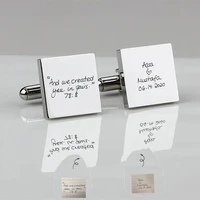 dainty pair custom handwritten text logo cufflinks personalized stainless steel cufflinks for men suit shirt best man gift