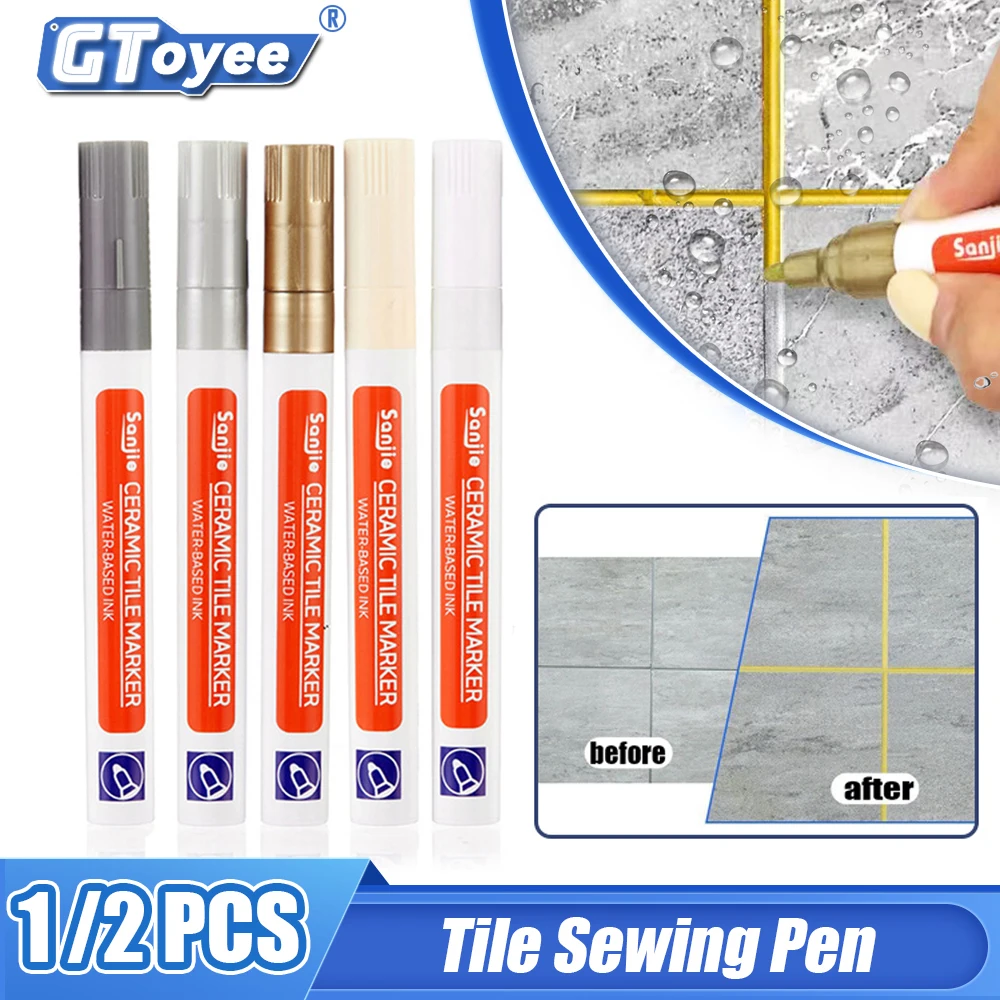 2/5 Color Waterproof Tile Gap Repair Pen White Grout Marker Pen Odorless Non-toxic Suitable for Tile Floor Car Paint Marker Pen