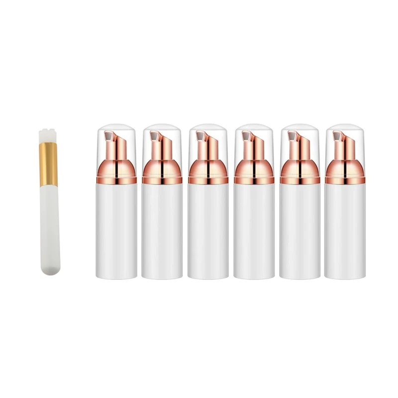 

7 Pcs Lash Cleansing Brush & 6 Pcs 50ML/1.7Oz Foam Bottle With Gold Pump