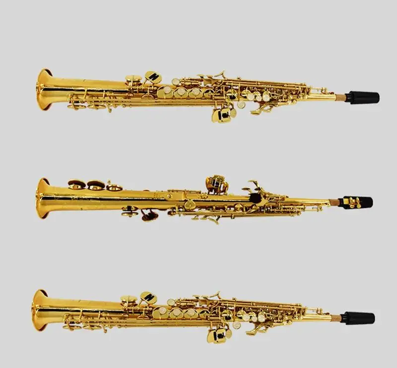 

Straight soprano saxophone Bb Tune music instrument professional level playing with Case. mouthpiece. Reed Free shipping