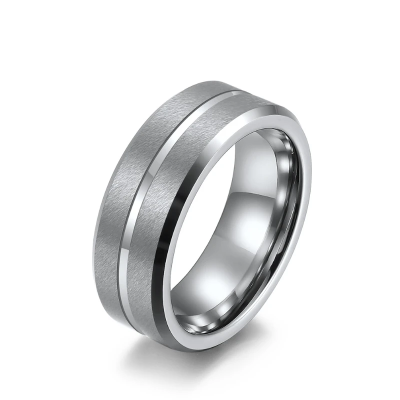 

Мужское кольцо из карбида вольфрама, с матовым и глянцевым покрытием, 8 мм