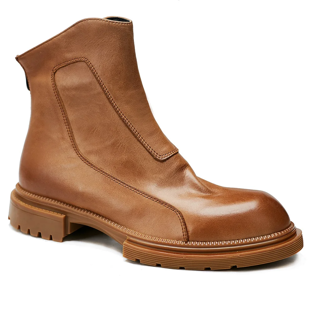 

Autumn Winter Chelsea Ankle Men Boots Fashion Casual Designer Shoes Mens Genuine Leather Cowboy Boots Outdoor Motorcycle Boots