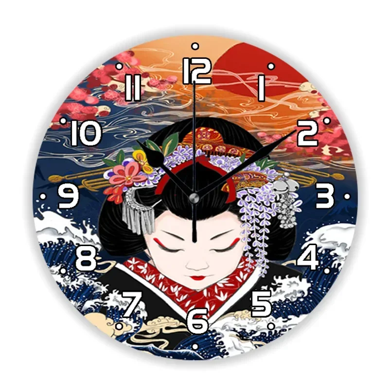 Восточные японские настенные часы Geisha Girl для гостиной традиционная женщина