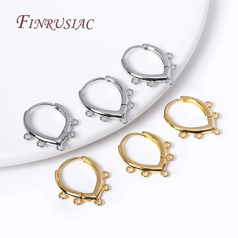 Trendy French Hoop Earring Clasps with 5 and 7 Closed Rings For DIY Tassel/Pearls Earrings Making Supplies 18K Gold Plated