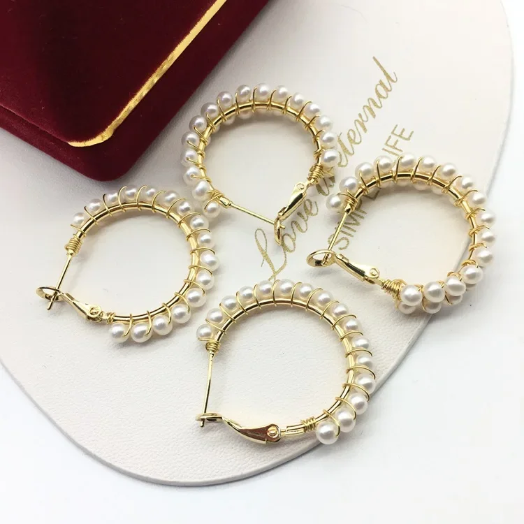 Позолоченное круглое кольцо 14 карат вышитые серьги-гвоздики популярные