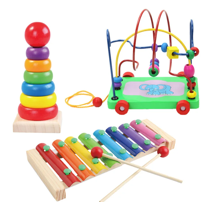

Kids Beaded Early Education 6-12M Old Babies Develop Intelligence Fun Wooden Hand Percussion Instrument Toys Preschool Unisex