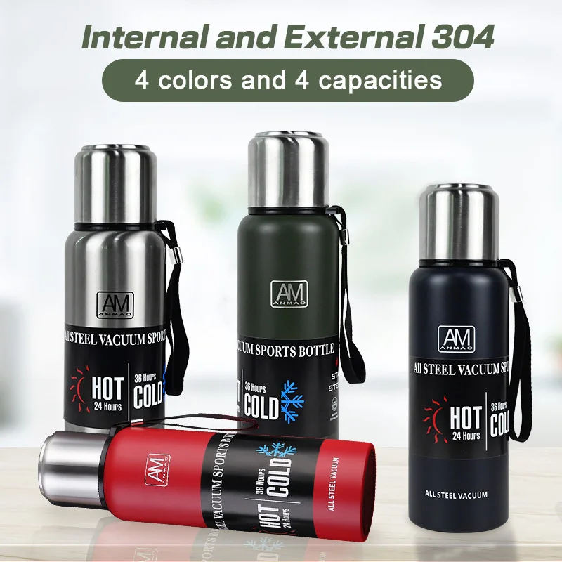 

Large Capacity 304 Stainless Steel Vacuum Flask Double Layer Insulated Portable Thermos Coffee Bottle 500/750/1000/1500ml
