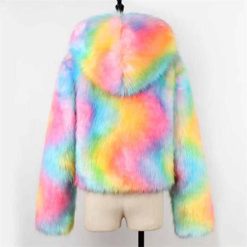 Rainbow color mink leather jacket womens winter autumn warm fur leather coat women slim jackets casual jaqueta de couro fashion enlarge