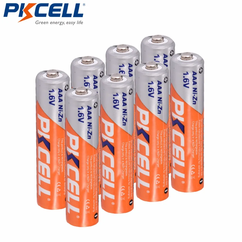 

8Pcs/PKCELL Ni-Zn 900mWh 1.6V AAA Battery Rechargeable Battery 3A Bateria aaa nizn Bateries