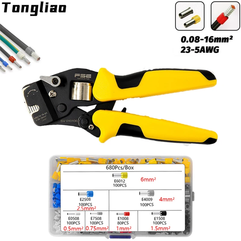 

Adjustable Precise Crimping Pliers Multi Tool Mini-type Self-Adjustable Casing type Special Clamp VSC10 16-4A 0.08-16mm