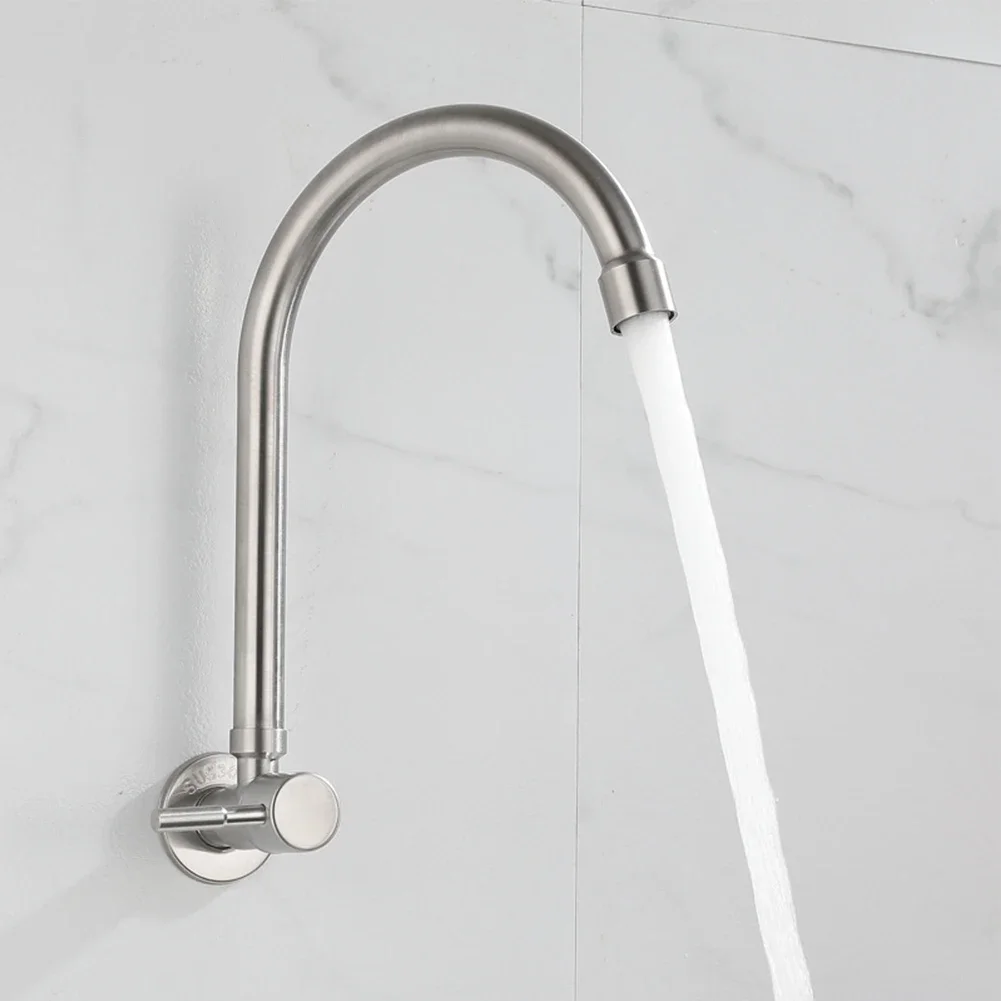 Вращающийся настенный смеситель для кухонной раковины из нержавеющей стали воды