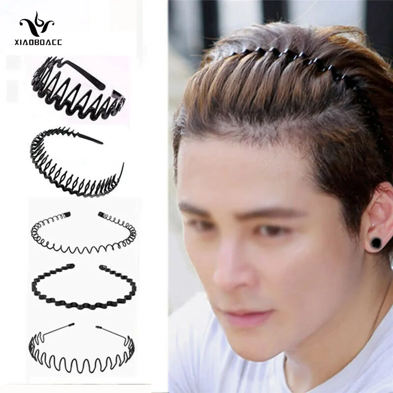 

XiaoboACC Wash Face Wavy Hair Band Men and Women Sports Headband Hair Clip Non-slip Simple Black Hair Accessories