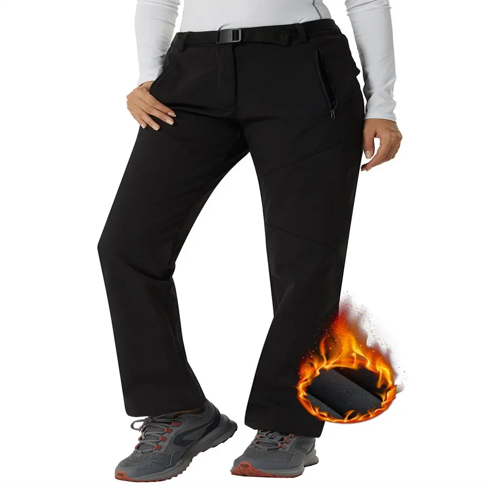

HMCN Women Snow Pants Fleece Lined Snow Ski Hiking Softshell Pants Size L