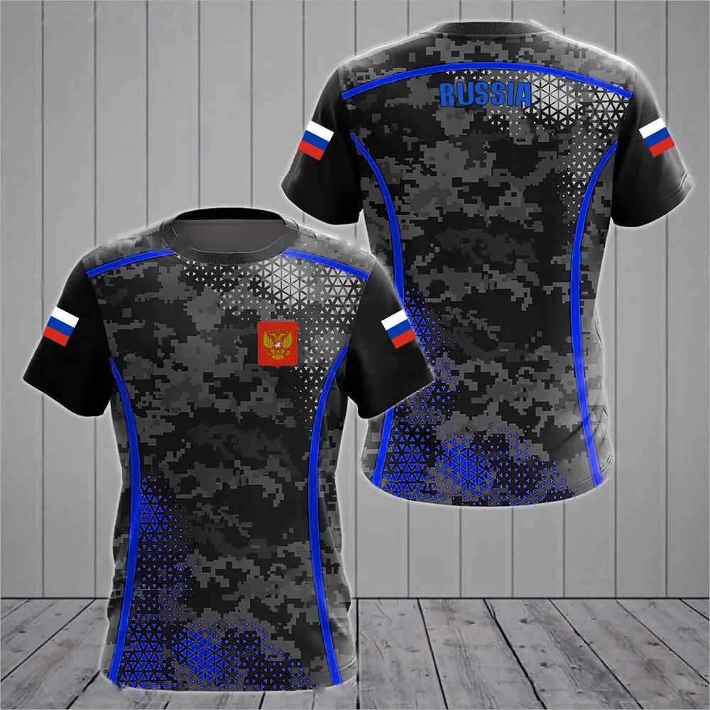 Russia Flag Men's T-shirts O-neck Russian Shirt 3D Printed Oversized Fashion Short Sleeve Men's Clothing Tops Loose Streetwear
