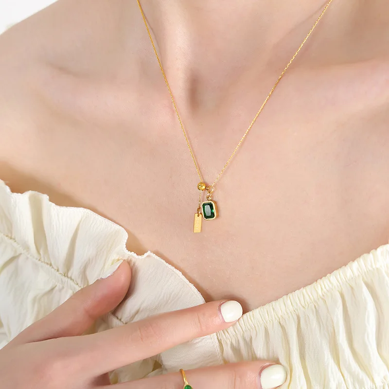 Ожерелье Amaiyllis с подвеской в стиле ретро дворец зеленым Цирконом и английской