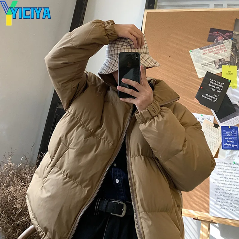 Winter Parkas Women 2022 Coats Zipper Stand-neck Jackets Mens Casual Streetwear Hip Hop Parka Korean Female Clothing Outwear Y2k