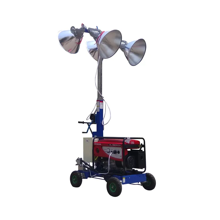 

5m mast portable light tower 200w led mobile flood lighting towers with and gasoline generator