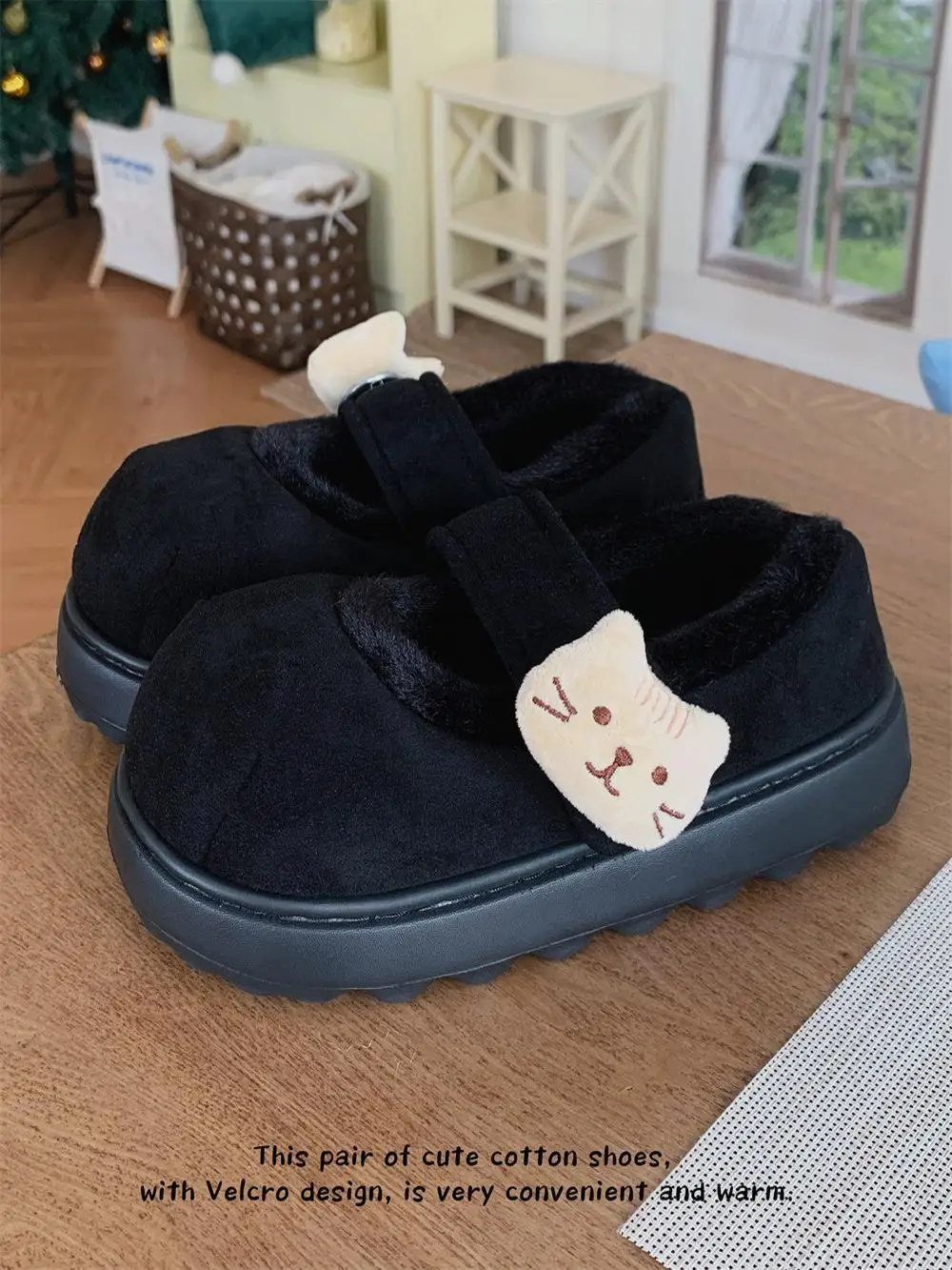 Женская хлопковая обувь Ins Coffee Cat Bean Shoes Интернет 2024 зимняя уличная одежда