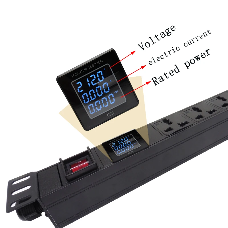 PDU Power Strip стойка сетевого шкафа 16A Electric 8 unit C13 розетка с переключателем и дисплеем