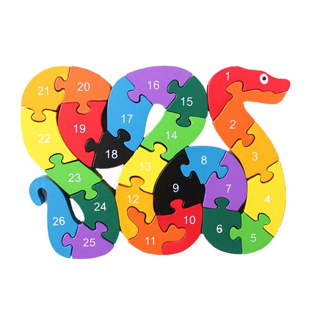 

Children Wooden From A to Z Alphabet Puzzles Educational Games Intelligence Toys Snake Gift