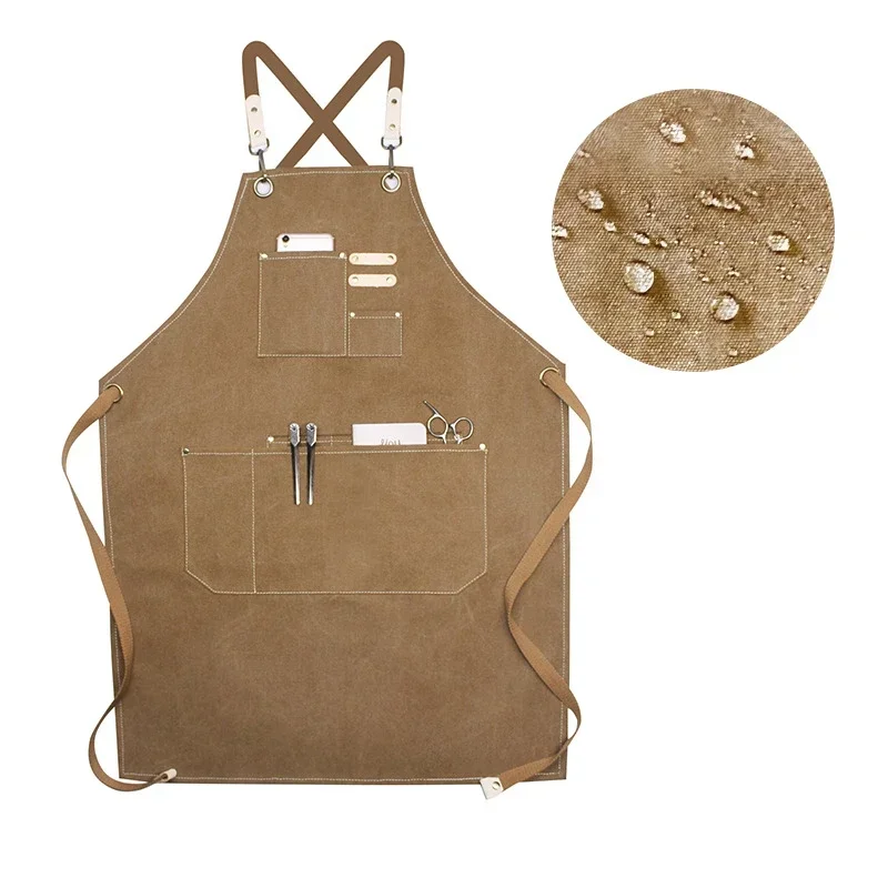 

Hairdresser Korean version of the apron custom milk tea florist restaurant kitchen thickened canvas overalls