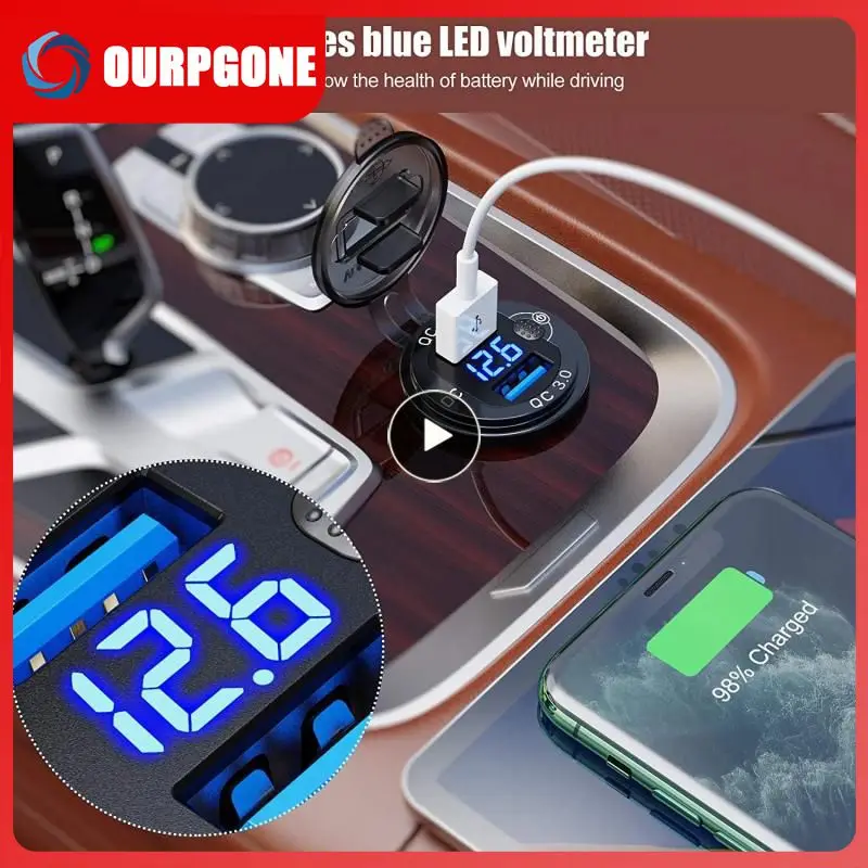 

Car Usb Charger Multi-purposes 18w 2 Port Usb Fast Car-charger Led Voltage Display Easy To Use Usb Fast Charging Car Charger 3a