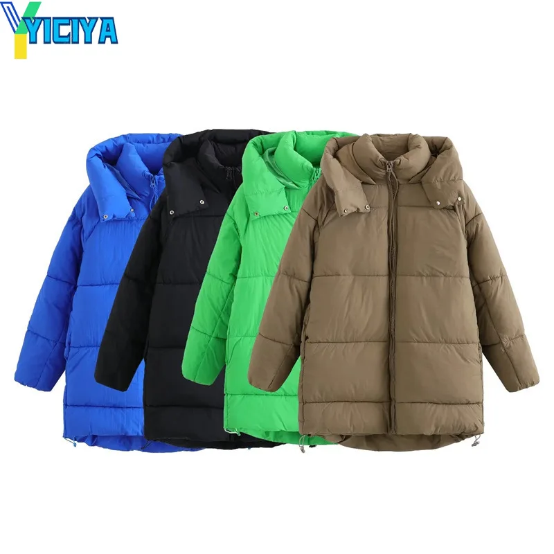 YICIYA Women's Winter Jackets Coat 2023 Fashion Thick Warm Solid Hooded Zip Parkas Female Clothing Proof Outerware Coat New Hot