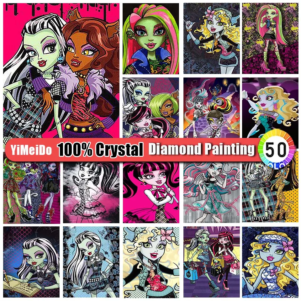 

YiMeiDo 100% алмазная живопись с кристаллами, вышивка крестиком, девушка, круглая сумка на молнии, 5d алмазная вышивка, картина из мультфильма