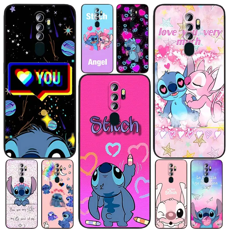 

Stitch Disney Cute Love For OPPO Find X5 X3 X2 Neo Lite A74 A76 A72 A55 A54S A53 A53S A16S A16 A9 A5 5G Black Phone Case