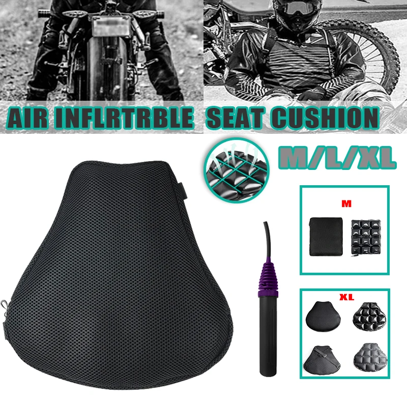 

L/XL Motorcycle Saddle Air Cushion Inflatable bag Breathable Non-slip Shock Absorption Seat Mat Motorcycle Seat Cushions