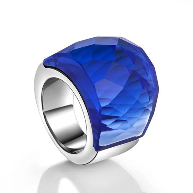 

Large Blue Crystal Luxury Quality 316L Wedding Rings for Women Men Stainless Steel Premium Engagement Jewelry Friendship Gift
