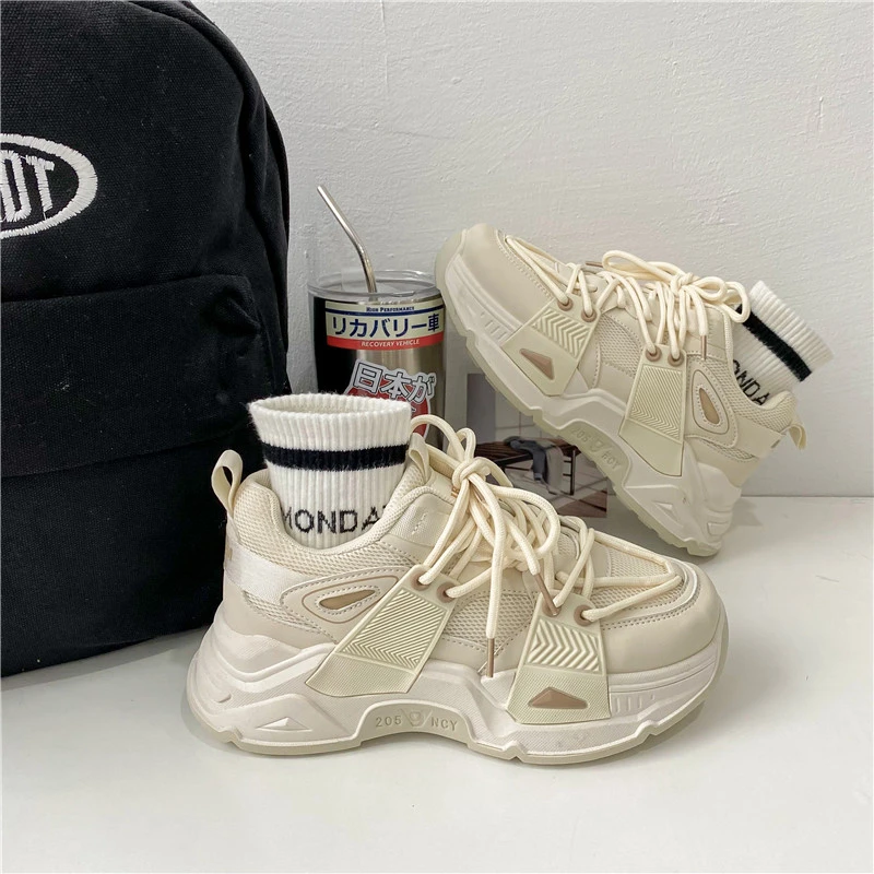 

Кроссовки женские сетчатые с вулканизированной подошвой, повседневная нескользящая обувь на платформе, на шнуровке, дышащие, летняя модель