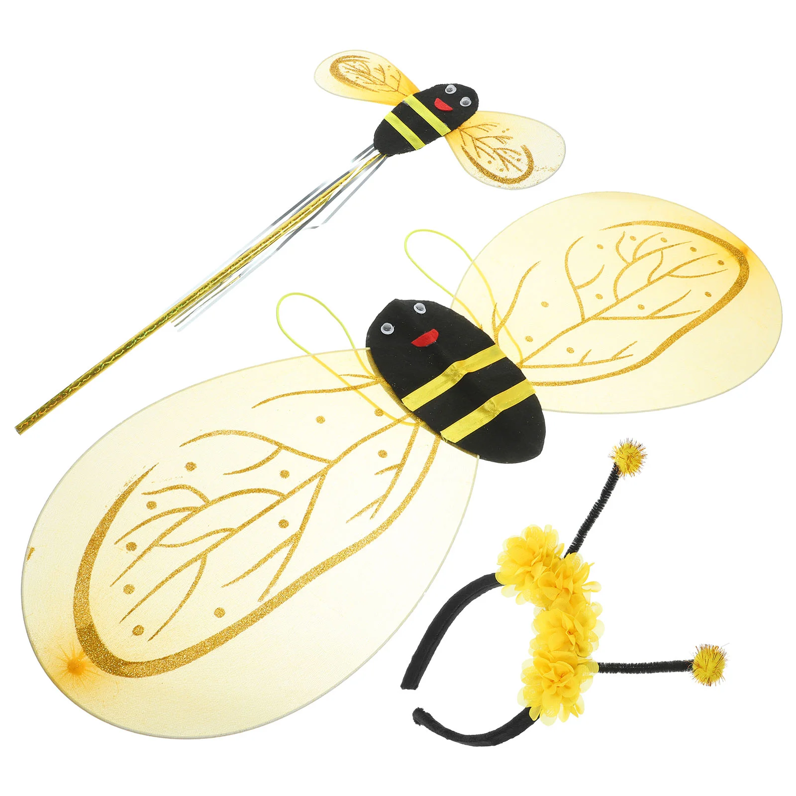 

Bee Wings Set Headband Cosplay Costumes Ladybug Dress-up Wand Prop Fabric Kids Child Role Outfits