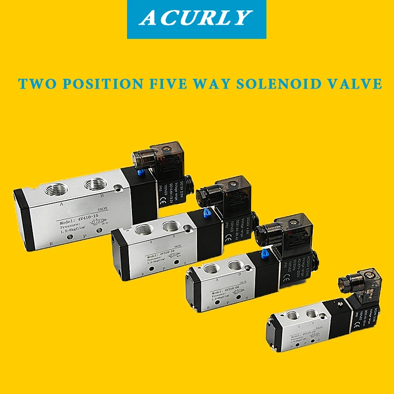 

Pneumatic solenoid control valve two-position five-way 4V110-06 4V210-08 reversing air valve 4V310-10 4V410-15 AC220V DC12V 24V