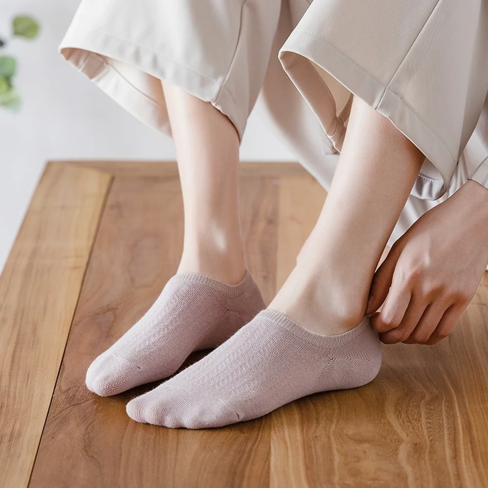 10 Pairs Kawaii Socks Women Cotton Blends Solid Harajuku White Socks Japanese Fashion Spring Summer Non-slip Breathable Socks