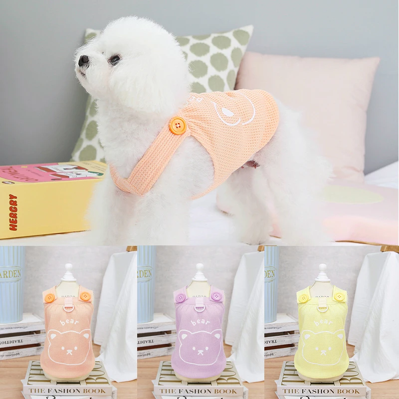 

Waffle Bear Vest Korean Version Of Pet Clothing New Summer Dog Clothes Puppy Breathable Comfortable Clothes