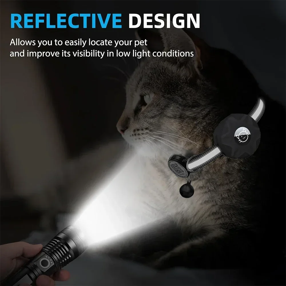 Air Tag Cat Collar &amp QR ID Anti-Lost Positioning GPS Tracker с Airtag Case Kitten Светоотражающий Gato Collier Chat