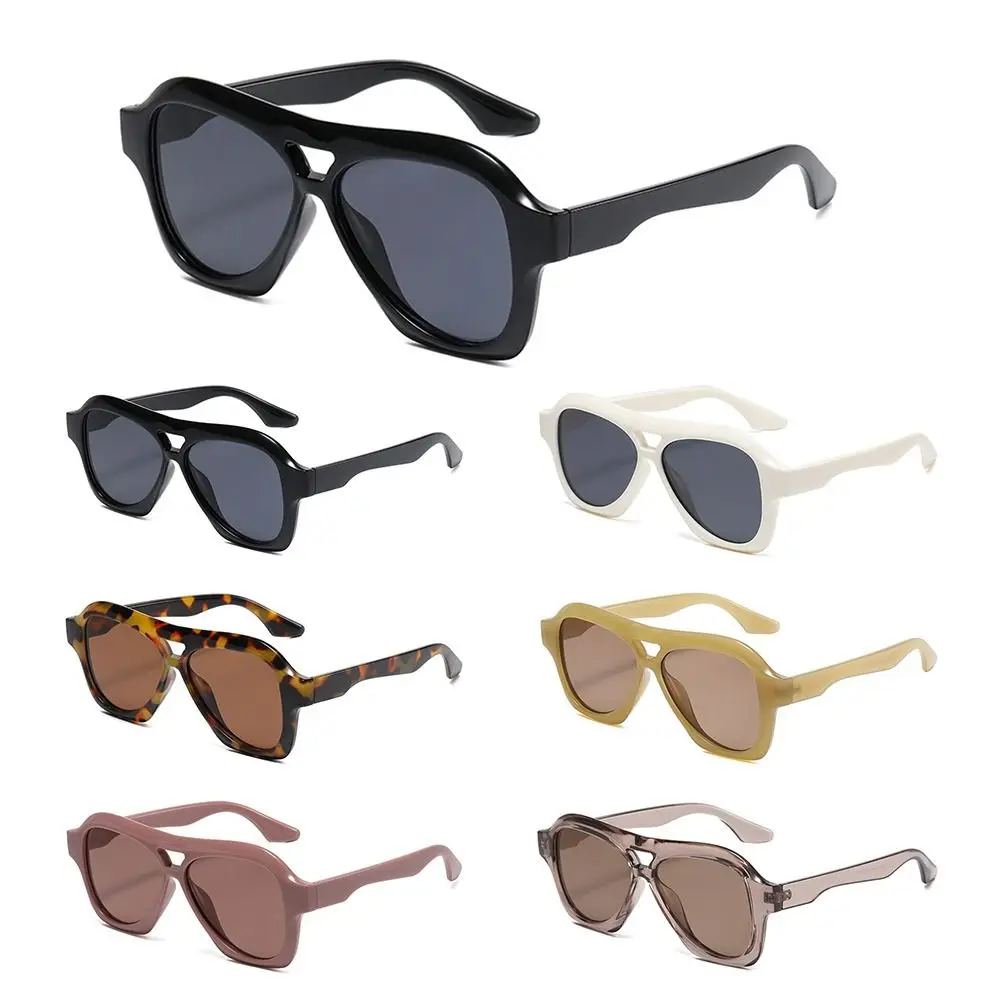 Модные солнцезащитные очки с двойной перемычкой и защитой UV400 большие Y2K черного