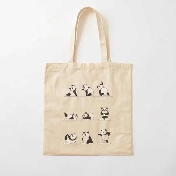 

Panda Yoga Cotton Canvas Bag Fabric Ladies Shoulder Bag Travel Foldable Shopper Designer Grocery Reusable Women Fashion Tote