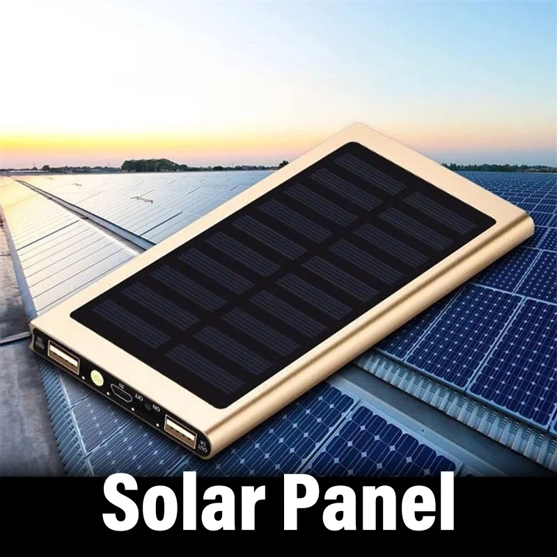 

Внешний аккумулятор с солнечной панелью типа C, зарядное устройство USB для телефона, ультратонкий источник питания на солнечной батарее 6000 м...